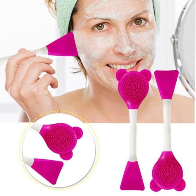 2-In-1 Silicone Cleansing Brush for All Skin Types - Soft, Portable, Hypoallergenic Facial Tool, perfect for a refreshing cleanse and versatile skincare application.