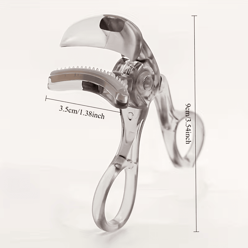 Travel-friendly wide-angle eyelash curler with built-in comb for all eye shapes