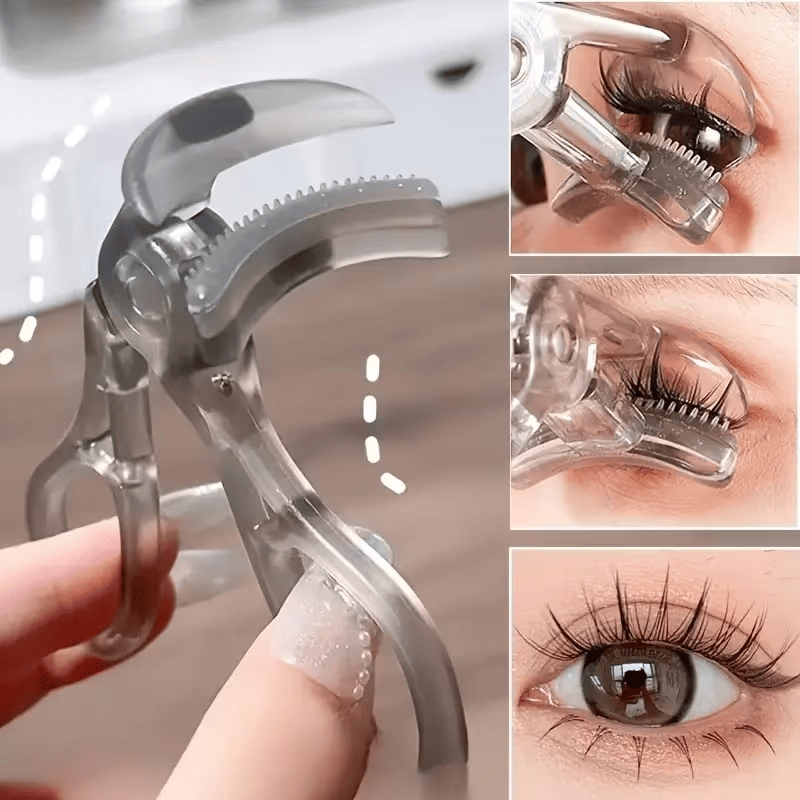 Travel-friendly wide-angle eyelash curler with integrated comb