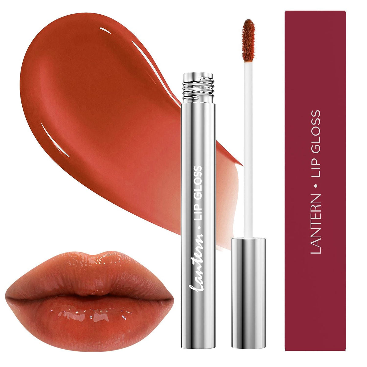 Ultra-Hydrating Lip Gloss in a warm amber shade with a glossy, high-shine finish and smooth, moisturizing texture