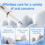 Ultrasonic dental cleaners white and rose gold electric tartar remover with metal tip cleaning visible plaque and stains on teeth