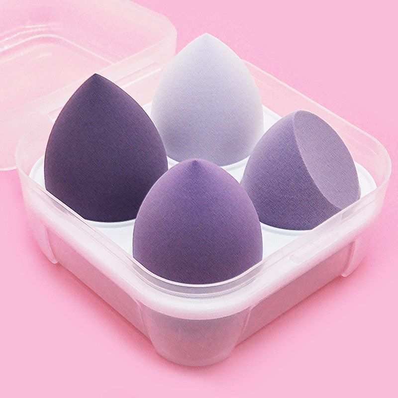 Versatile makeup sponge set with storage case for foundation and blush