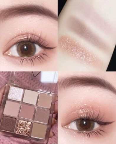 Vibrant 9-color shimmer eyeshadow palette with matte and pearlescent earth tones
