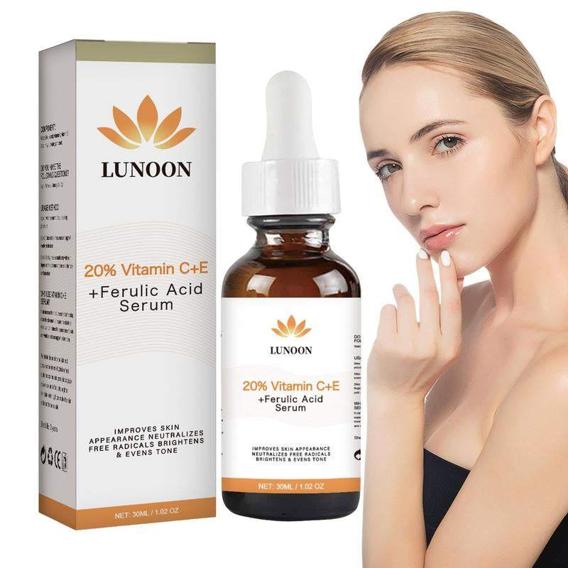 Vitamin C and E brightening facial serum bottle for dark spots and uneven skin tone