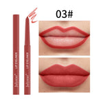 Waterproof Lipstick Lips pink lip liner pencil with matte finish shown with precise lip outline and filled lips for long-lasting definition